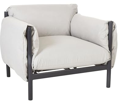 Beliani Gartensessel mit niedriger Lehne Aluminium schwarz mit Polsterung grau Esperia