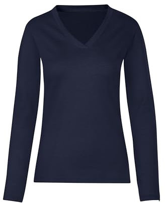 Trigema 5028031 Maglietta a Maniche Lunghe, Bianco, Nero, Blu Navy, Viola Scuro, L Donna