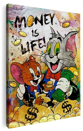 Artmazing | Tom und Jerry Bild bunt | S-Art Bilder | Tom und Jerry Bilder Modern | Coole Wandbilder Wohnzimmer | Wandbild Tom und Jerry Deko XXL | Bild Leinwand XXL | Tom und Jerry Bilder Wand