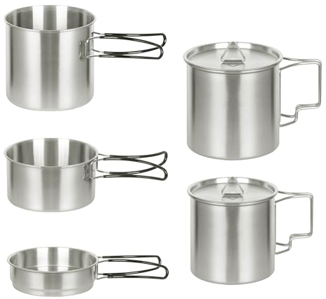 Juego de cocina de camping con cacerola, sartén, taza y bolsa de almacenamiento para viajes, senderismo, pesca, camping y picnics
