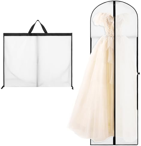 Hejo Borsa Porta Abiti Lungo, 180×60 cm Custodia per Abiti da Sposa, Custodia Porta Abito con Finestra Trasparente, Polvere Pieghevole Copriabiti per Costumi da Sposa, Abiti da Sera (Bianca)
