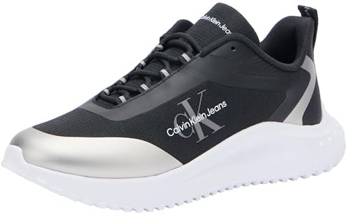 Calvin Klein Damen Runner Sneaker Eva Runner Low Lace Mix ohne Schnüren, Schwarz (Black/Silver), 40
