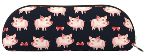 CHANGLEI Federmäppchen aus Leder, niedliches Schweinchen, Aufbewahrungstasche, bedruckt, leicht, Schreibwaren, Kosmetik-Aufbewahrungstasche, gold, Einheitsgröße, Taschen-Organizer