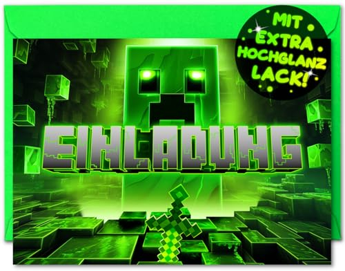 VULAVA 12x Gaming EINLADUNGSKARTEN KINDERGEBURTSTAG Junge Mädchen + 12x Umschläge - die Gamer PARTY Karten sind die Gamer EINLADUNG für Jungen Mädchen Kinder GEBURTSTAG Einladung VIDEOSPIEL ZOCKEN