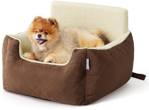 Lesure Hundesitz Auto Kleine Hunde - Wasserdichter Hundesitz Auto Rückbank, Hunde Autositz Für Kleine Hundemit, Ansteckbare Leine Für Autositz Hund,Mokka Bisque