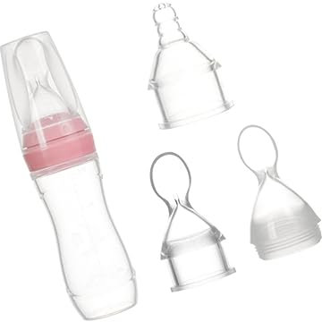 Abaodam 3St Nuckelflasche Babyflasche mit Silikonlöffel Ergonomisches Design Babyflasche Babymilchflasche Reisflasche für Säuglinge babynahrungszubereiter Stillflaschen Silikon Rosa