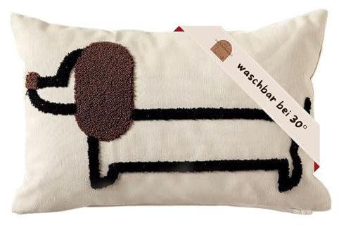 frechdachshund Dackel Kissenbezug Dachshund- waschbar & perfekt für Sofakissen, ideale Dackel Geschenke & Kissen Deko, Kissenhülle für Hundekissen (30 cm x 50 cm)