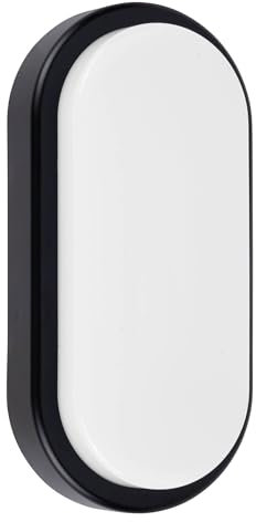 Ledvion - LED Bulkhead Deckenleuchte Badezimmer Schwarz (Oval, 6.5W, 4000K, IP54), Einfache Montage, Niedriger Energieverbrauch, Langlebig & Effizient