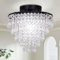 FRIXCHUR 11.8 Small Crystal Chandelier Light Fixture Mini Crystal Ceiling Light 5 Tiers Raindrops Black Chandeliers Kristallleuchter für die Deckefor Bedroom Hallway Closet,E27 Base