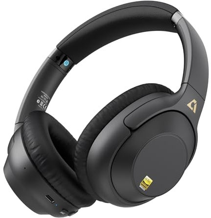 Riibox Y7Pro Hybrid Active Noise Cancelling Headphones, LDAC Hi-Res Audio, 75H Playtime, Deep Bass, Comfort Fit & Foldable Wireless Over-Ear Bluetooth Headphones for Home Office Travel – Black