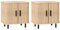 HOMCOM Lot de 2 tables de chevet de style nordique avec 2 niveaux et porte coulissante, table de chevet pour chambre à coucher en bois et acier, 48x40x48 cm, chêne