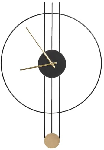 Beliani Wall Clock Hanging Decor 44 x 65 cm Modern Minimalistic Design with Decorative Pendulum without Numbers Steel Black Anniviers
