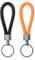 Apausvcm 2Pcs Braided Leather Keychain, Handwoven Keyring Straps for Men Women with Metal Key Fob and Key Ring for Home, Car, Bag, Wallet (Black Orange)