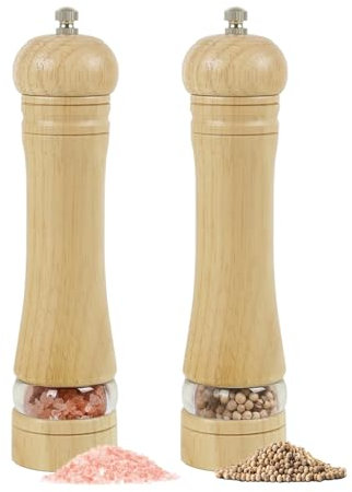 Wellong Moulin à sel et à poivre en bois de 8 pouces 2 packs