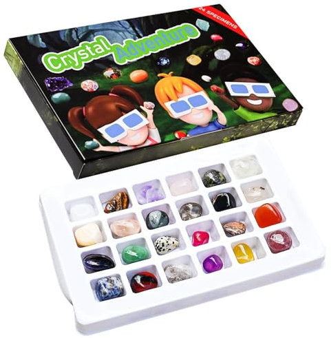 Weihnachts-Adventskalender Rock Adventskalender 2024 | Crystal Christmas Countdown-Kalender | Natürlicher Kristall-Countdown-Kalender 2024 | Sammlerstücke Edelsteine | Achatsteine Set