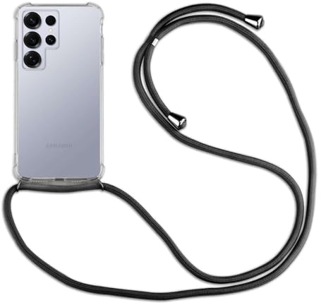 betterfon Handykette Hülle kompatibel mit Samsung Galaxy S25 Ultra | Smartphone Hülle Case mit Band | Handyhülle Handyband zum Umhängen | Schwarz