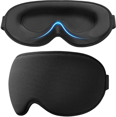 Gritin 100% Blackout Sleep Mask for Women & Men-Zero Eye Pressure Eye Mask for Side Sleepers, 3D Cutout Eye Movement Friendly, Ultra Soft & Comfortable Blindfold for Sleep/Travel-EarPlugs Included