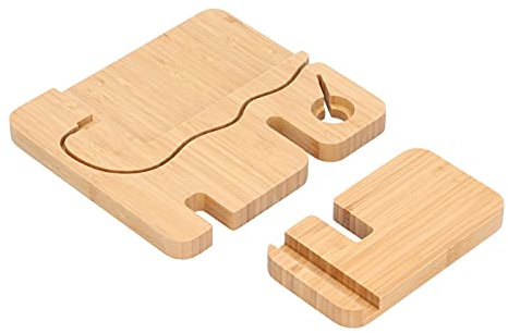 RASTKY Holz-Telefon-Dockingstation, Bambus-Station, Schreibtisch-Aufbewahrungshalterung, Uhren-Schlüsselhalter für Mann und Frau, Geburtstagsgeschenk für