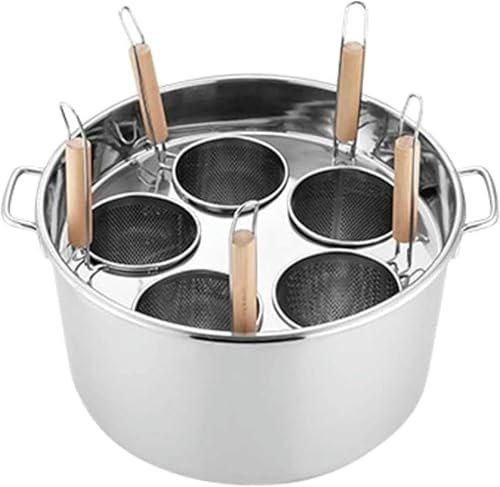 CQIKRWGWS Pasta Pots Stockpots, With Divider And Colander Strainer, Stockpots Set, Stockpots With Lids, 3/4/5 Holes Pasta Cooker Insert Set, For Home Kitchen, Restaurant, Commercia (B 5 Holes)