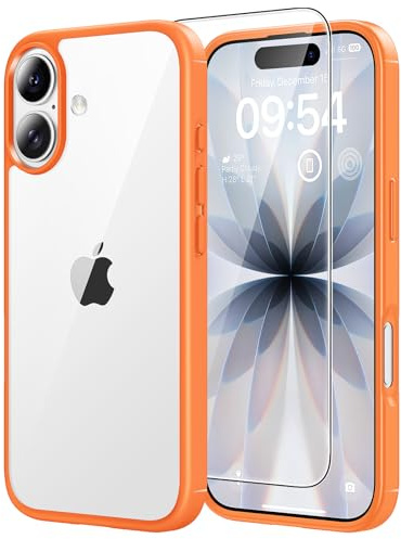 TAURI für iPhone 17 Hülle 6,3 mit Schutzfolie - Cosmic Orange | Schutz nach Militärstandard, [Anti-Vergilbung] Stoßfest Transparent Handyhülle