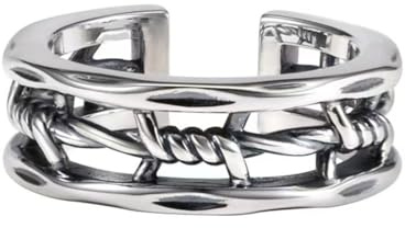 Auriselle Anello Viking da uomo con apertura regolabile, motivo a treccia traforato, gioielli retrò punk hip hop gotici unisex vintage, regalo di compleanno/Natale per uomini, ragazzi e donne