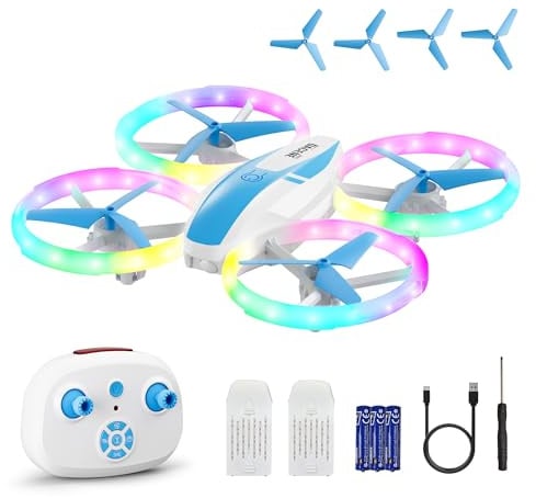 Dacene Mini Drohne für kinder ab 8+ Jahre mit 5 LED Lichteffekte Spielzeug Junge Geschenke Jungen Mädchen RC Flugzeug Drone Einsteiger Höhe halten, 360°Flips, 3 Speed-Modus Indoor Outdoor