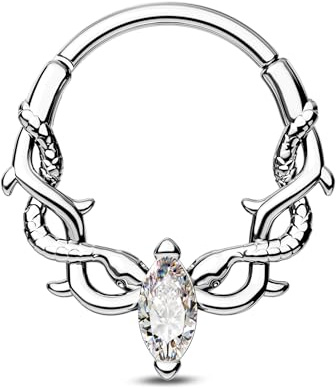 CM Crareesi Mania 16G Septum Piercing Schlange Daith Piercing Schmuck Silber Helix Ohr Ring 316l Edelstahl Daith Septum Clicker Schmuck für Frauen 8 10 mm
