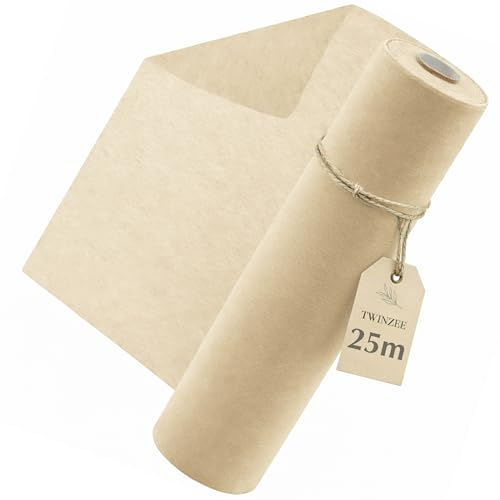 Twinzee - Vlies Tischläufer Cremebeige, 30 cm x 25 m - Tischband fur Tischdeko Geburtstag, Hochzeit, Taufe, Outdoor - Decoratives Tischläufer Modern Rolle