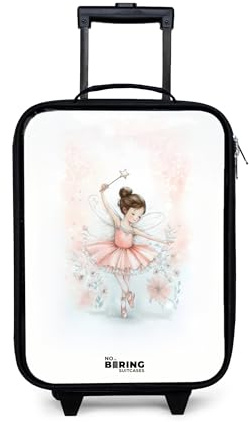 NoBoringSuitcases© Kinderkoffer Klein Reise Trolley Reisekoffer Kleiner | 48x31x19 cm - Kinder Koffer mit LED Rollen Ultraleicht Mini Fee - Ballerina