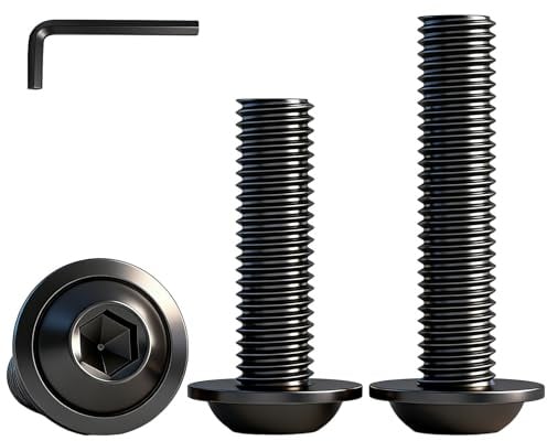 YOOZIYA 20 Pezzi M3x10mm Viti a Testa Bombata con Flangia,Viti a Macchina in Acciaio Inox A2 V2A 304,Nero Vite a Brugola con Chiave Esagonale