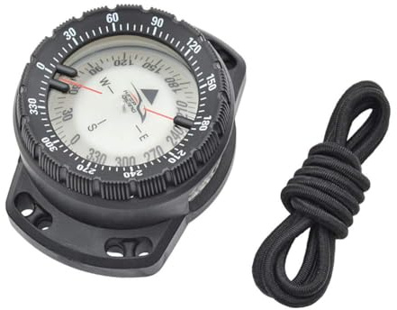 Tauchkompass Handgelenk Tauchkompass, leuchtender wasserdichter Unterwasser-Navigationskompass mit verstellbarem Bungee-Gurt, 50 m Tiefe bewertet, Nachtsicht-Kompass für Tauchen, Outdoor-Überleben