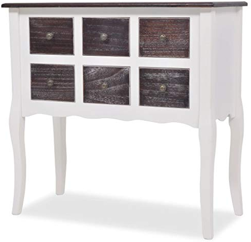 vidaXL Design Konsole Konsolentisch Beistelltisch Schrank Holz Weiß inkl. 6 Schubladen