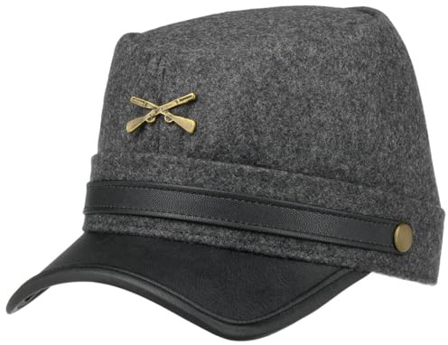 Lipodo Südstaaten Schildmütze Armycap Stoffcap Made in Italy Damen und Herren Sommer Winter grau XL (60-61 cm)