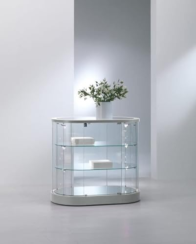 Vitrine Vitrine ovale Showcase Banc verre magasin ou maison avec lumières