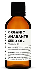 Erbology Organic Amaranth Oil 50ml - Cold-Pressed - Rich in Squalene (8%) and Vitamin E (580% RI) - Regenerate and Nourish - No Additives or Preservatives - Sustainably Sourced - Vegan - GMO-Free