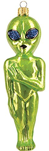 Unbekannt Christbaumschmuck Figuren (Alien 11cm) Weihnachtskugeln Weihnachtsbaumschmuck Christbaumkugeln Deko Glas