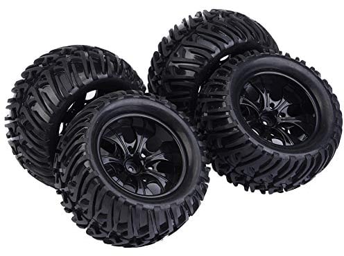 RC Auto Reifen, Y-förmigen Muster Reifen Gummireifen mit Naben, 4 Stück für 1/10 Skala RC Truck Wheels, 7 Löcher für RC Fans, Modelbau und Scale RC