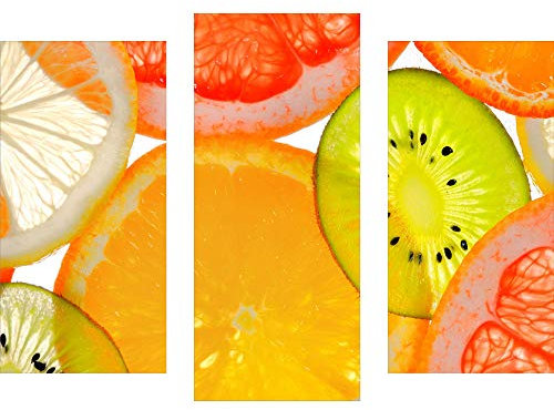 decorwelt | Dreiteiliges Wandbild 3 Teilig Acrylglasbilder Acryl Glasbild Obst Orange 90x70 cm Wandbilder Wohnzimmer Esszimmer Deko Wanddeko
