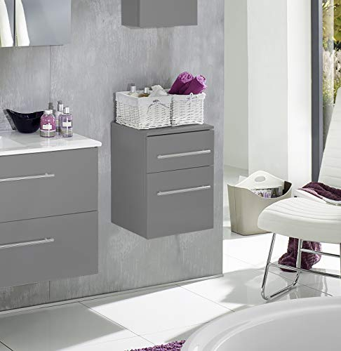 SAM Unterschrank Verena, Hochglanz grau, 2 Fächer, pflegeleichtes Badmöbel, 53 x 40 x 35 cm