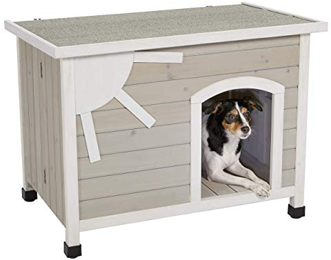 MidWest Homes for Pets Eillo Hundehütte aus Holz für den Außenbereich, klappbar, ohne Werkzeug zur Montage | Hundehütte ideal für kleine Hunderassen, beige (12EWDH-S)