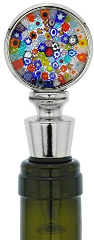 Bouchon de bouteille rond Millefiori en verre de Murano - Multicolore