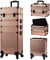 Joligrace 4 in 1 Vanity Cases for Women Make Up Box Organiser Hairdressing Beauty Trolley on Wheels Nail Varnish Storage with Locks and Wheels in Fashion Rose Gold Color