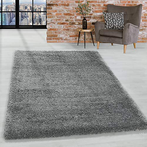 HomebyHome Shaggy Teppich Läufer Flur 80 x 250 cm - 50 mm Florhöhe Hochflor Wohnzimmerteppich Hellgrau Extra Weich und Flauschig - Bettvorleger Teppiche für Schlafzimmer - Waschbarer Küchenläufer