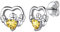 Suplight Clou d'oreille Boucles d'oreilles en Argent 925 Sterling claddagh ST Patrick Irlande Pierre de naissance Coeur 4mm de large Topaze jaune novembre