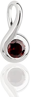 NKlaus 925 Sterling Silber Kettenanhänger rund mit echtem Granat Anhänger rhodiniert 3763