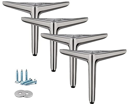 Qrity 4 Stück 15cm Schwarzes Titan Dreieckige Möbelbeine, Galvanik-Polierverfahren, geeignet für Schrank, Sofa, Couchtisch, TV-Schrank und andere Möbel