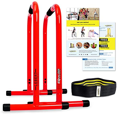 Lebert Fitness Equalizer Rot mit Resistance Band - Calisthenics Equipment ✓ Dip Station ✓ Push Up Stand Bar ✓ Pull Up Dip Bar ✓ Bodyweight Equipment ✓ für Intensiven Gebrauch, 051497087852