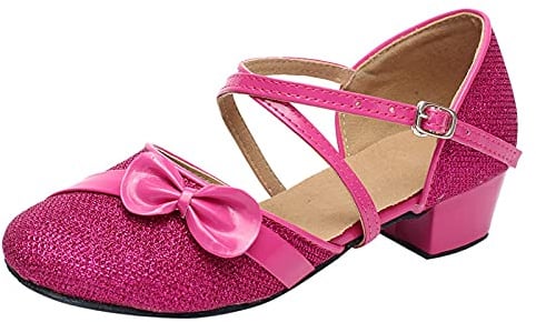 RMBLYfeiye Mädchen Tanzschuhe Prinzessin Sport Schuhe Kinder Latein mit Weiche Sohlen Bow-Knot Glitzer Tango Ballsaal