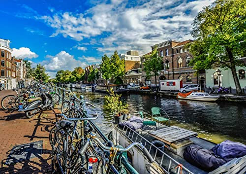 HANSEPUZZLE 105286 - Amsterdam Puzzle 130 Teile | Orte Puzzle mit hochwertiger Puzzle Aufbewahrung: Kartonbox und wiederverschließbarem Beutel | Puzzle-Maße: 28,7 x 20 cm