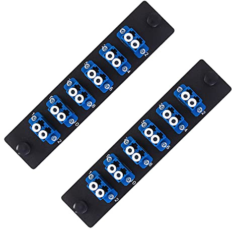 Lot de 2 adaptateurs LC duplex LC LGX - Panneau de brassage chargé à 12 ports en fibre - LC UPC bleu compatible avec mode multimode monomode | 1,25 G/10 Go OS1-2/OM1-3)